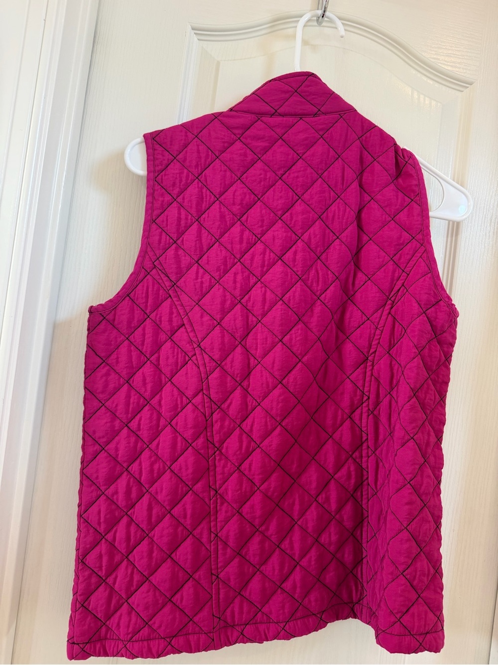Multiples Quilted Sleeveless Vest in Magenta with Black Trim - Picture 3 of 3